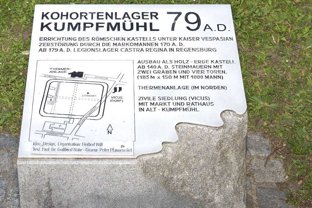Gedenkstein Kohortenlager Kumpfmuehl 79 A.D. Regensburg