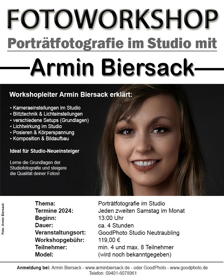 Fotoworkshop 2024 Studiofotografie mit Armin Biersack
